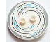 Tile, Round 4 x 4 with 2 Hollow Studs with Black, Light Bluish Gray and Dark Azure Swirl Pattern, 32627pb02  
