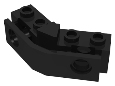 Technic, Brick 1 x 2 - 1 x 2 Angled with Bumper Holder, 2991 Black U