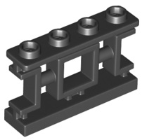 Fence 1 x 4 x 2 Ornamental Asian Lattice with Square and 4 Studs, 32932 Black N