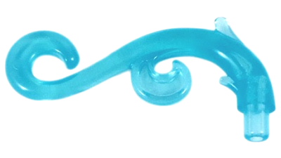 Plant Stem, Curved with Bar, Thorns, and Swirls, 28870 Trans-Light Blue U