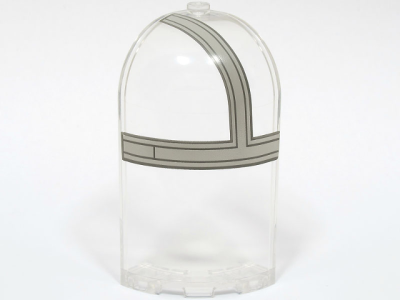 Panel 3 x 3 x 6 Corner Convex with Curved Top with Light Bluish Gray and Dark Bluish Gray SW The Razor Crest Canopy Pattern Model Left Side, 6059pb03L Trans-Clear N