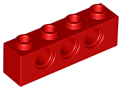 Деталь LEGO Technic, Brick 1 x 4 with Holes 3701 Red U