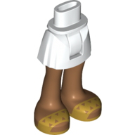 Mini Doll Hips and Skirt, Medium Nougat Legs and Sandals with Gold Straps and Triangles Pattern - Thick Hinge, 92252c00pb029 White U