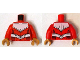 Torso Armor White with Black Muscles Outline and White Belt Pattern / Red Arms / Pearl Gold Hands, 973pb1858c01  
