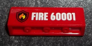 Panel 1 x 4 x 1 with Flame on Black Shield Fire Logo Badge, White 'FIRE 60001' Pattern (Sticker) - Set 60001, 30413pb032 Red U