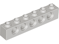 Technic, Brick 1 x 6 with Holes, 3894 Light Gray U