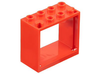 Деталь LEGO Window 2 x 4 x 3 - Hollow Studs 60598 Red U