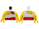 Torso Toga with Yellow Chest, Red Sash and Heart with Gold Arrow, Dark Red Outline and Bright Pink Folds Pattern / Yellow Arm Left / Yellow Arm Right with Gold and Reddish Brown Twisted Upper Arm Bracelet Pattern / Yellow Hands, 973pb5926c01  