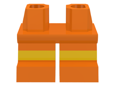 Legs Short with Molded Horizontal Yellow Stripes Pattern, 41879pb001 Orange U