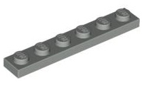 Plate 1 x 6, 3666 Light Gray U