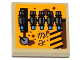 Tile, Modified 2 x 2 Inverted with Grille, Alien Characters, Rust, Knob and Mechanical Pattern Model Right Side (Sticker) - Set 70002, 11203pb010R  