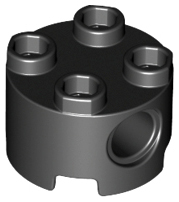 Brick, Round 2 x 2 with Pin Holes, 17485 Black U