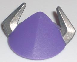 Large Figure Head Top with Silver Horns Pattern (Zurg), 88059pb01 Dark Purple U