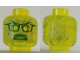 Minifigure, Head Alien Ghost with Yellowish Green Face, Glasses, Angry and Flames in Back Pattern, 3626pb2494  