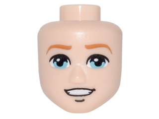 Mini Doll, Head Friends Male Large with Dark Orange Eyebrows, Medium Azure Eyes, Chin Dimple, Open Mouth Smile with Teeth Pattern, 26405 Light nougat U