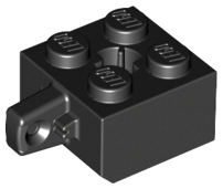 Hinge Brick 2 x 2 Locking with 1 Finger Vertical and Axle Hole, 30389b Black U