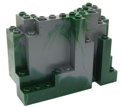 Rock Panel 4 x 10 x 6 Rectangular (BURP) with Marbled Dark Green Pattern, 6082pb01 Dark Bluish Gray U
