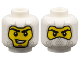 Minifigure, Head Dual Sided Balaclava with Light Bluish Gray Details, Yellow Face, Black Eyebrows, Lopsided Open Mouth Smile with Teeth / Covered Mouth Pattern, 3626pb3764  