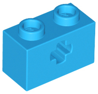 Technic, Brick 1 x 2 with Axle Hole, 32064 Dark Azure N