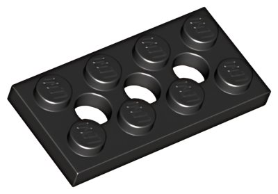 Деталь LEGO Technic, Plate 2 x 4 with 3 Holes 3709b Black U