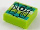 Tile 1 x 1 with Black '6', Dark Turquoise and White Stripes Pattern, 3070pb173  