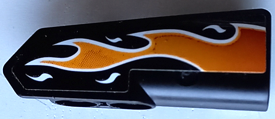 Technic, Panel Fairing #21 Very Small Smooth, Side B with Orange Flames with White Outline Pattern (Sticker) - Set 42106, 11946pb076 Black U