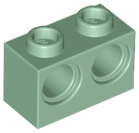 Technic, Brick 1 x 2 with Holes, 32000 Sand Green N