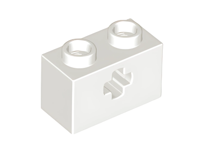Деталь LEGO Technic, Brick 1 x 2 with Axle Hole 32064 (31493) White U