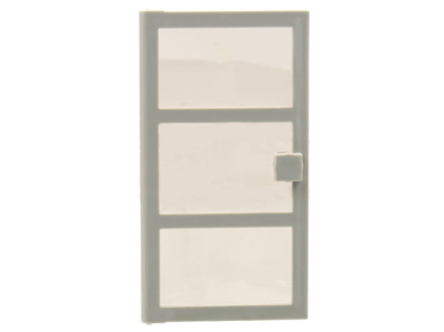 Door 1 x 4 x 6 with 3 Panes and Square Handle with Fixed Trans-Brown Glass, x39c02 Light Gray U