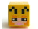 Minifigure, Head, Modified Cube with Pixelated Light Nougat Face, Black Eyes and Antennae, Bright Pink Mouth, and Bright Light Orange Eyebrows and Cheeks Pattern (Minecraft Beekeeper), 19729pb035  
