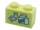 Brick 1 x 2 with Arrow and Drink Carton Pattern (Sticker) - Set 41366, 3004pb249