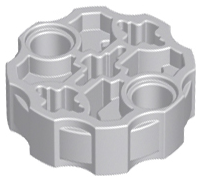 Technic, Axle Connector Block Round with 2 Pin Holes and 3 Axle Holes (Hero Factory Weapon Barrel), 98585 Light Bluish Gray N