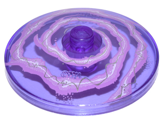 Dish 4 x 4 Inverted (Radar) with Solid Stud with White and Lavender Lightning Swirl Pattern, 3960pb032