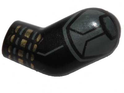 Arm, Left with Gray Shoulder Armor, Gray and Gold Stripes Pattern, 981pb237 Black U