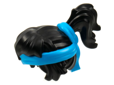 Minifigure, Hair Female with Ponytail with Molded Dark Azure Bandana Headband Pattern, 76917pb01 Black U