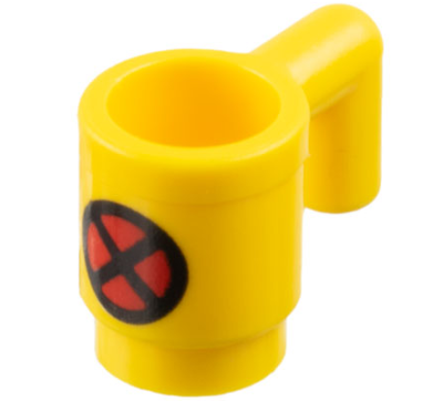 Minifigure, Utensil Cup with Black and Red X-Men Logo Pattern, 3899pb011 Yellow U