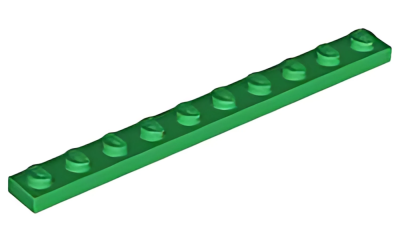 Деталь LEGO Plate 1 x 10 4477 Green U