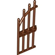 Door 1 x 4 x 9 Arched Gate with Bars and Three Studs, 42448 Reddish Brown N