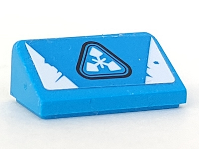 Slope 30 1 x 2 x 2/3 with White Worn Triangles and Zane Shuriken Throwing Star of Ice Symbol Pattern (Sticker) - Set 70639, 85984pb332 Dark Azure U