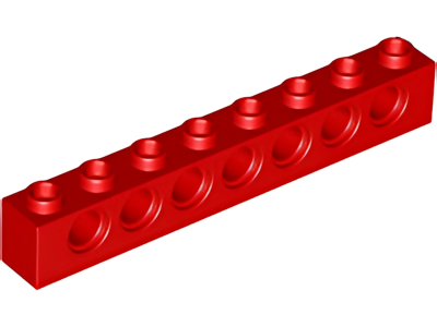 Деталь LEGO Technic, Brick 1 x 8 with Holes 3702 Red U