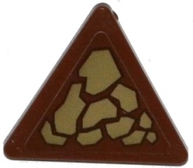 Road Sign 2 x 2 Triangle with Clip with Dark Tan Scales Pattern Model Left Side (Sticker) - Set 70599, 892pb026L Reddish Brown U