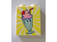 Brick 1 x 2 x 2 with Inside Stud Holder with Bright Pink Milkshake with Red Straw and Cherry in Light Aqua Glass Pattern, 3245cpb103