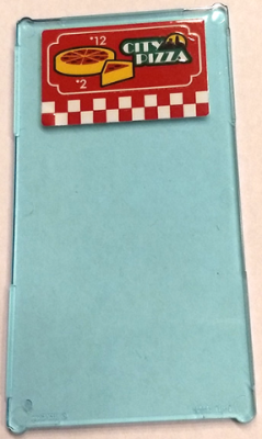 Glass for Window 1 x 4 x 6 with 'CITY PIZZA', Numbers 2 and 12, Pizza Slice and Red and White Checkered Pattern (Sticker) - Set 60132, 57895pb113 Trans-Light Blue U