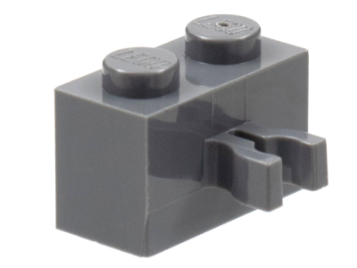 Brick, Modified 1 x 2 with Clip (Vertical Grip) (Undetermined Type), 30237 Dark Bluish Gray U