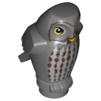 Сова Lego Owl, Angular Features with Yellow Beak, Yellow Eyes, and Light Bluish Gray and Dark Brown Chest Feathers Pattern (HP Errol) 92084pb02