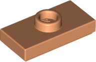 Plate, Modified 1 x 2 with 1 Stud with Groove and Bottom Stud Holder (Jumper), 15573 Nougat N