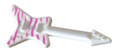 Деталь LEGO Электрическая гитара 17356pb04 Lego,Utensil Musical Instrument, Guitar Electric 'ML' Type with Dark Pink Tiger Stripes and Silver Strings U