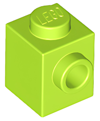 Деталь LEGO Brick, Modified 1 x 1 with Stud on Side 87087 Lime U