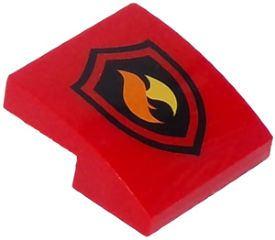 Slope, Curved 2 x 2 x 2/3 with Fire Logo Pattern 15068pb052 Used