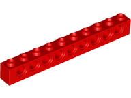 Technic, Brick 1 x 10 with Holes, 2730 Red U
